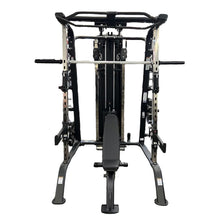 Load image into Gallery viewer, Primetime Smith Machine Half Cage Ensemble with 200lb weight stack and X5 Bench (PT-SHCE-300)