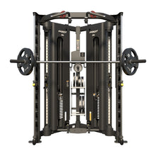 Load image into Gallery viewer, Hoist H8 Functional Trainer front view with Smith bar loaded with 45 lb Olympic plates